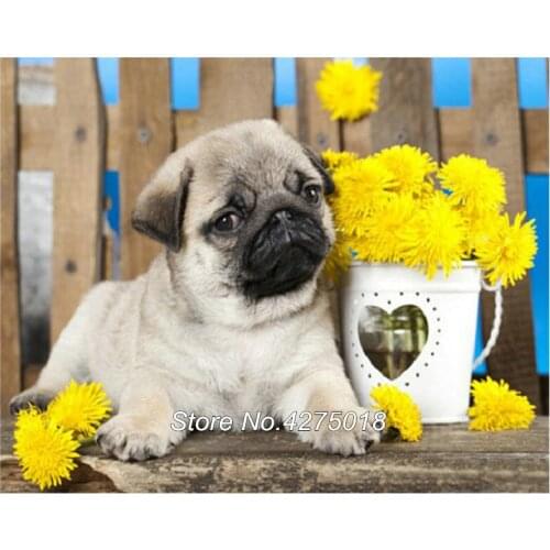 Diamond Embroidery Full Display French Bulldog flower Diamond Painting Square/Round Cross Stitch Mosaic 5D DIY Home Decor YG596