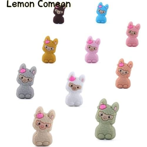Lemon Comeon 10Pcs Cute Silicone Beads Food Grade Teether Sheep Teething Accessories Dummy Holder Decorate Mini Rodent Teether
