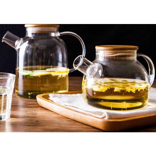 1L/1.8L Water Kettle With Lid Transparent Borosilicate Glass Teapot Heat-Resistant Clear Tea Pot Flower Tea Kettle Home Tools