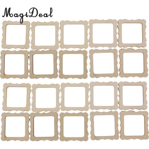 MagiDeal 20 Pieces Wood Photo Frame Shapes Craft DIY Embellishment Kids Creative Toys