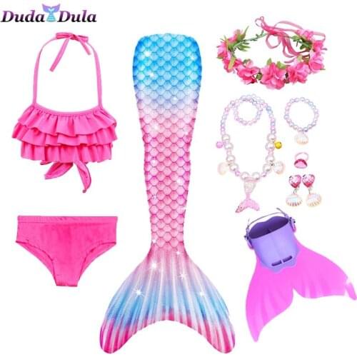 Little Mermaid Tail Cosplay Kids Bikini for Girls Children Swimwear Girls Princess Ariel Summer Beach clothes sets Party Costume
