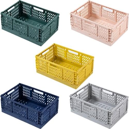 Hot Sale Collapsible Crate Plastic Folding Storage Box Basket Utility Cosmetic Container Desktop Holder Home Use