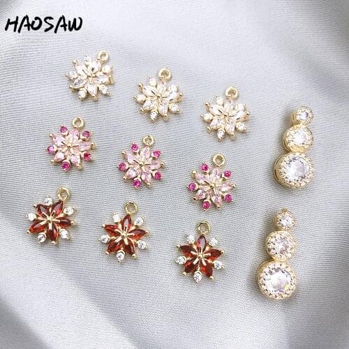 HAOSAW Choose 4Pcs/Lot Flowers/Rhinestone/Cystal DIY Jewelry Making/Exquisite/Cooper Metal/Multi Designs/Earring Jewelry