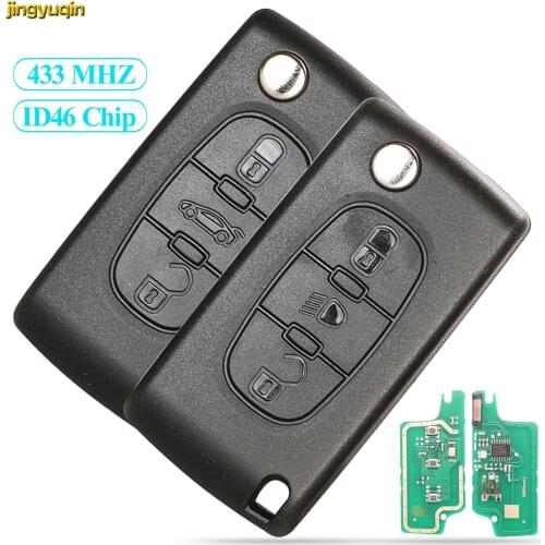 Jingyuqin 10pcs Remote Flip Car Key ASK/FSK 433MHZ ID46 For Citroen C2 C4 C5 C8 Peugeot 307 308 607 VA2/HCA CE0523/0536 3B Light