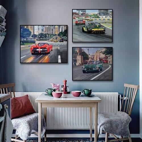24 Hours Of Le Mans Racing Car Classic Car Supercar Poster Canvas Painting Print On Wall Art Picture For Living Room Home Decor