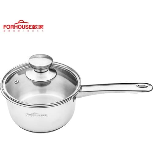 16cm Stainless Steel Milk Pot 1.7L MIni Soup Pot Sauce Pan with Cover Cooking Induction