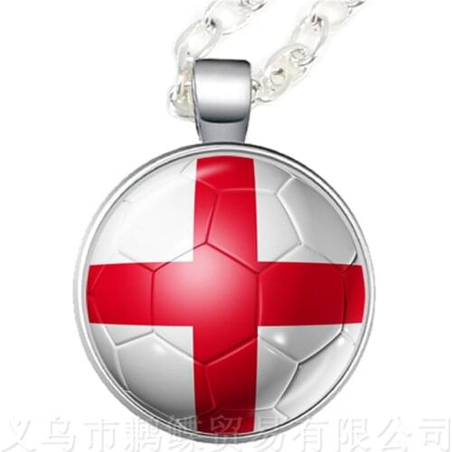 Columbia,France,Costa Rica,England,Iran,Spain,Uruguay,TunisiaSoccer Souvenirs Glass Dome Pendant Necklace For 2018 Football CUP