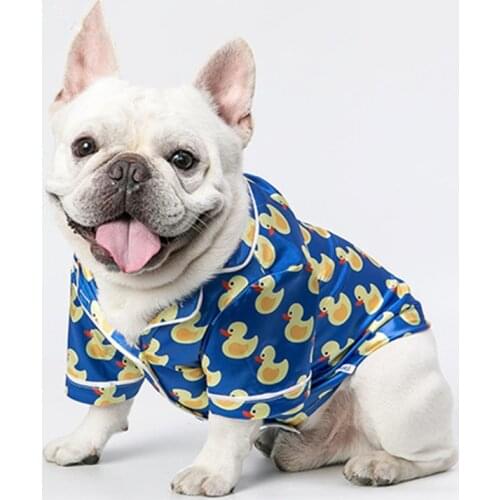 French Bulldog Corgi Shiba Inu Costume Dog Pajamas Shirt Clothing Summer Dog Clothes Poodle Bichon Pomeranian Blue Dog Shirts
