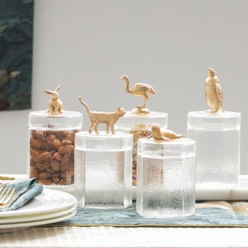 Creative decoration storage storage glass jar food storage household coffee table decoration tank storage container WF1031150