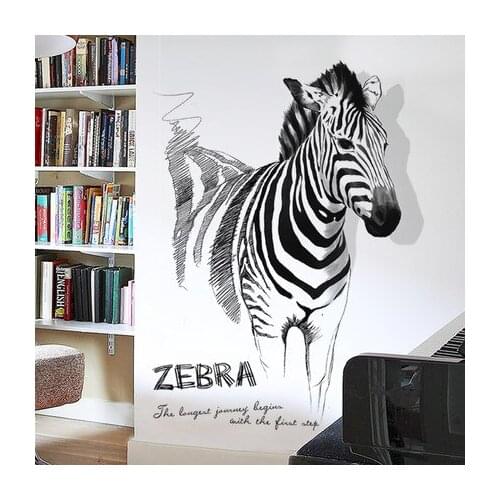 Creative Black Zebra Living Room Home Decoration Wall Sticker Abstract Aniaml Modern Home Decor Adhesive Poster Mural