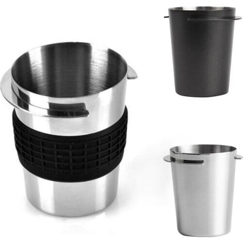 Stainless Steel Coffee Dosing Cup Coffee Sniffing Mug Powder Feeder Part For 58mm Espresso Machine Coffee Powder Receiving Cup