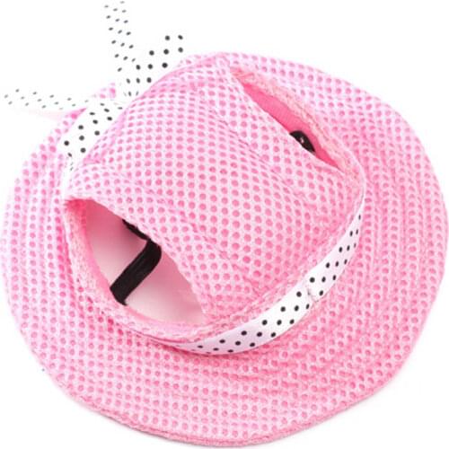 Lovely dog cap Breathable Mesh dog princess caps Hat with Ear Holes sun hat Princess Beach Hat for small dogs cats Pet Supplies