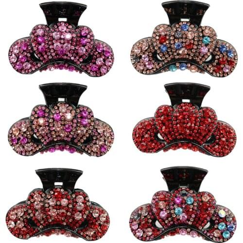 Fashion Girls Simple Full Crystal Crown Shape Hair Claw Hair Clip Hair Accessories