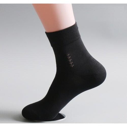 Men clothes 5 Pairs/Lot Men Business Breathable Long Tube Ankle Socks Male Fahion Pure Black/White Bamboo Sox Deodorant Sokken