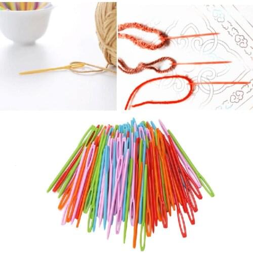 New 100Pcs Children Colorful Plastic 7cm Needles Tapestry Binca Sewing Wool Yarn DIY