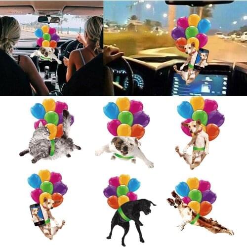 New Fashion Cute Dog Car Hanging Ornament with Colorful Rearview Can Mirror 6 Model For Car Choose Pendant Balloon L5P8