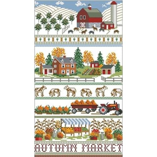 Autumn in the farm patterns Counted Cross Stitch 11CT 14CT 18CT DIY Cross Stitch Kit Embroidery Needlework Sets home decor