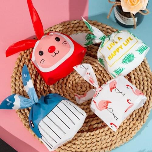 50Pcs/lot Rabbit Ear Bags Cookie Biscuit Candy Plastic Bag Cute Baking Snack Package Gift Bags Party Supplies Handmade