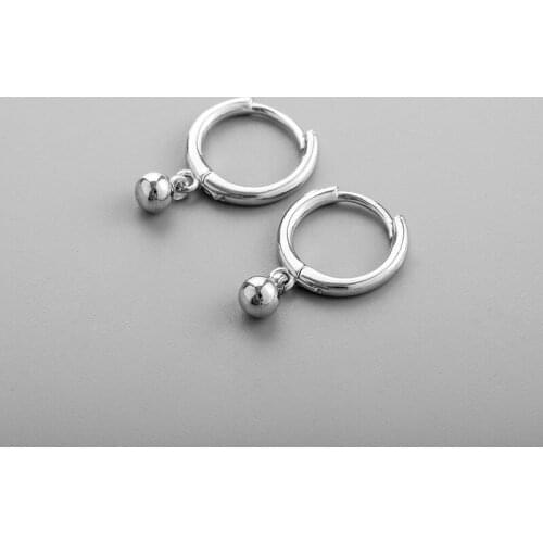 Punk 925 Sterling Silver Piercing Round Bead Hoop Earring For Women Girls Party Wedding Jewelry eh092