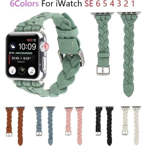 Weave Leather Strap For Apple Watch 6 Band iWatch Series SE 5 4 3 38mm 42mm Sports Belt Bracelet Apple Watch Bands 6 3 44mm 40mm