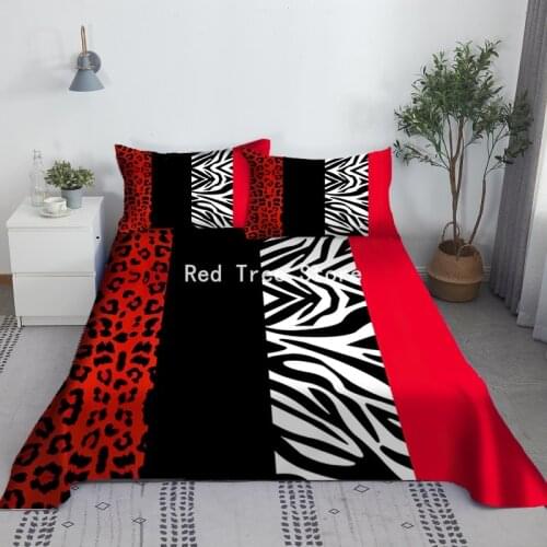 Leopard Zebra Colorful Printing Flat Sheet New Fashion Design Bed Sheets with Pillow Case Customized Polyester Bedspread Textile