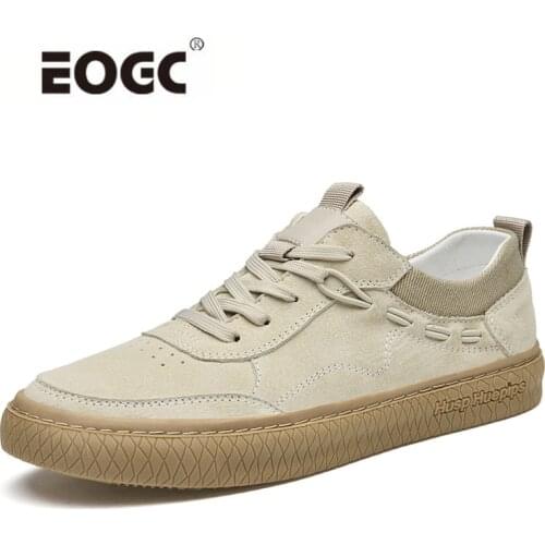 Hand-stitching Casual Men Shoes Suede Leather Outdoor Autumn Flat Shoes Non-Slip Walking Shoes Men Zapatos Hombre