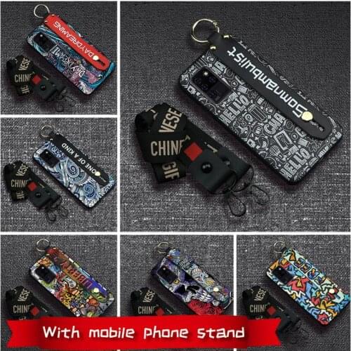 Durable Cute Phone Case For Oukitel C21/C21 Pro Silicone cover Phone Holder Wrist Strap TPU For Man