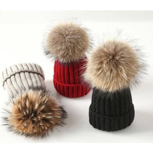 Winter Brand Female Fur Pom Poms hat Winter Hat For Women Girl 's Hat Knitted Beanies Cap Hat Thick Women Skullies Beanies