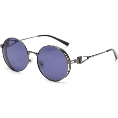 Veshion retro polarized sunglasses men round metal frame punk glasses for women uv400 brown summer style 2021 male