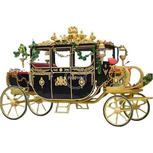 Modern Vintage Electric Wedding Horse Drawn Carriage Customized Double Row Cinderella Car Trailer for Sale