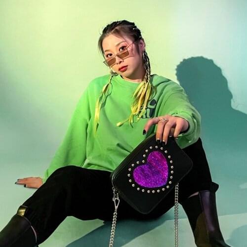 Love Heart Shaped Crossbody Bag Rechargeable Glowing Women Fiber Optic Led Tote Bag Ladies Light Up Clutch Bag