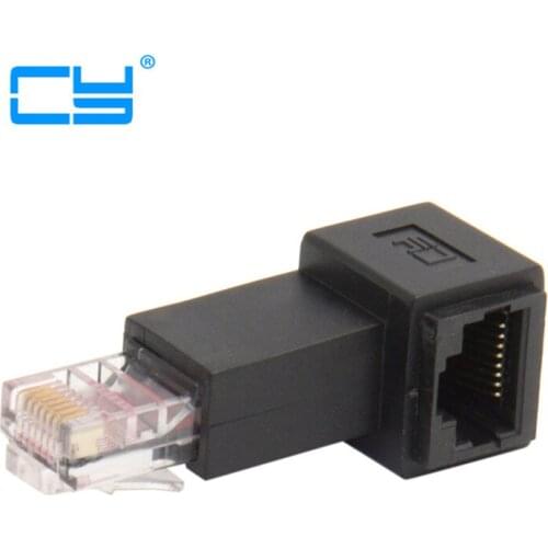 Left Angled 90 Degree 8P8C FTP STP UTP Cat 5e Male to Female Lan Ethernet Network Extension Adapter