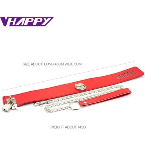 Include Chain Leash and Small Lock 2015 New Leather Slave Neck Collars Public Coll Sex Toys Sex Products Sex Games VP-CR003017A