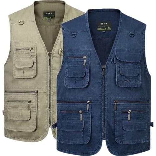 Spring Summer Mens Thin Multi-Pocket Vest Sleeveless Jackets Male Casual Loose Fishing Photography Plus Size Vest Waistcoat