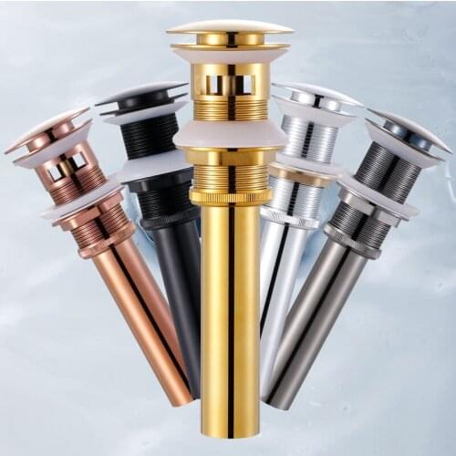 Gold/rose golden/black/grey colors bathroom basin sink pop up drain waste drainer with/without overflow