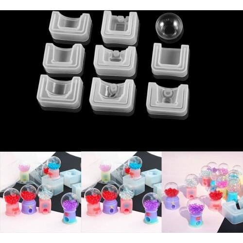 1 Set Handmade Classic Glass Candy Twirling Gumballs Gashapon Machine Resin Mold Funny Game Toy Pendant Resin Mold Art Crafts