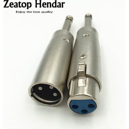 1Pairs 6.35mm Mono Male Jack to 3Pin XLR Male + Female Plug Audio Cable Microphone Adapter 6.35 to XLR Connnector