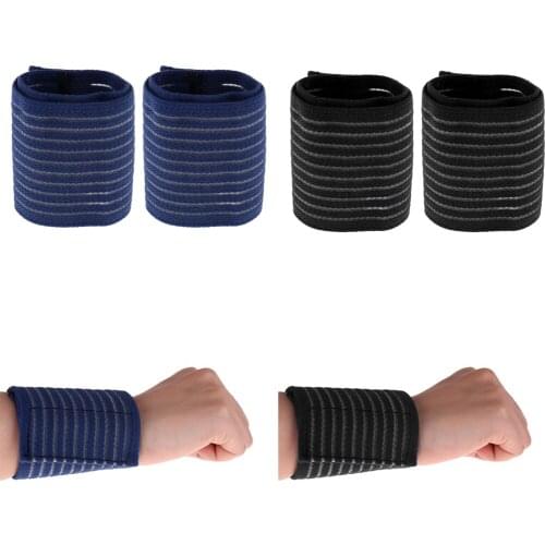 2 Pairs Compression Sleeve Support Elastic Bandage Straps Brace Wrist Protector Pad