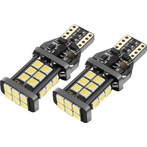 2pcs 1200Lm T15 W16W LED Canbus Bulbs Super Bright 3030 24SMD T16 Led Car Wedge Backup Reverse Lights Tail Brake Lamps White 12V