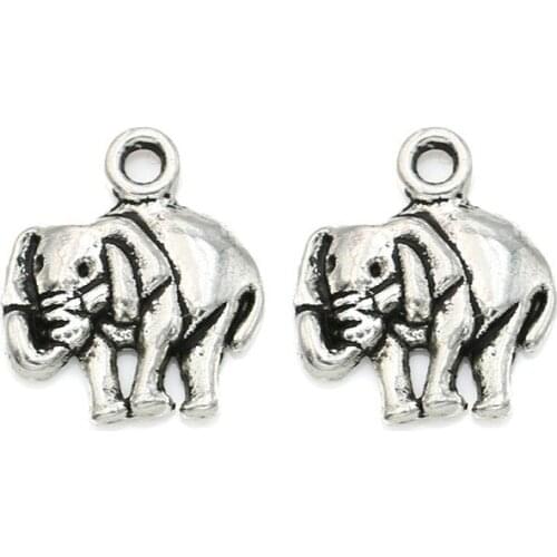 30pcs Antique Silver Plated Elephant Charms Jewelry Findings Pendants for Jewelry Making DIY Handmade 16x13mm