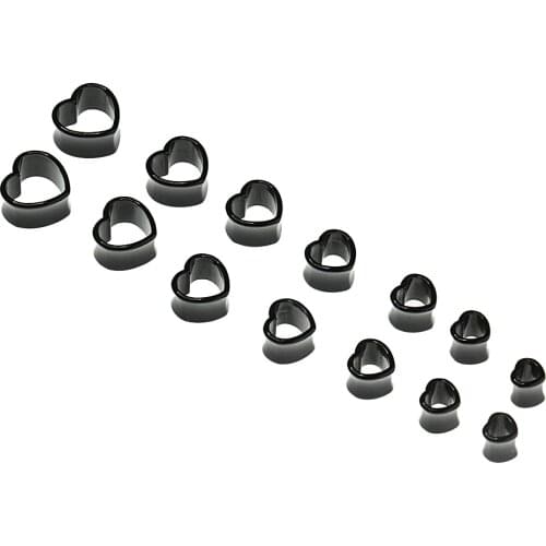 7 Pairs Heart Acrylic Body Piercing Tunnel Expander Ear Plugs Assorted Size