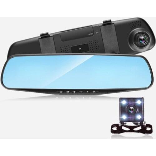 4.3 Inch Rear View Mirror Driving Recorder Full HD Screen Car DVR 1080P Resolution Dual Camera Recorder Parking Monitoring