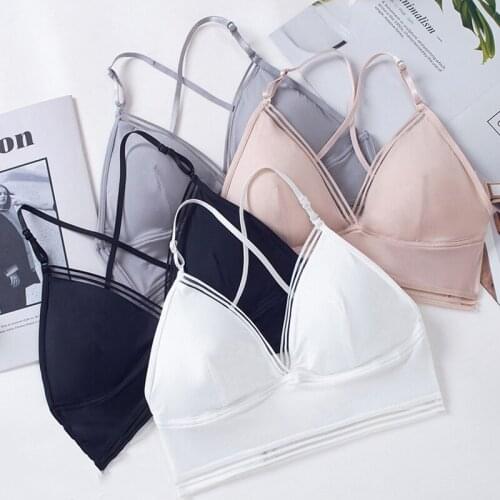 Wireless Womens Tube Tops Sexy Cross Back Crop Top Push Up Breathable Triangular Cup Underwear Women Solid Color Bra Top Girls