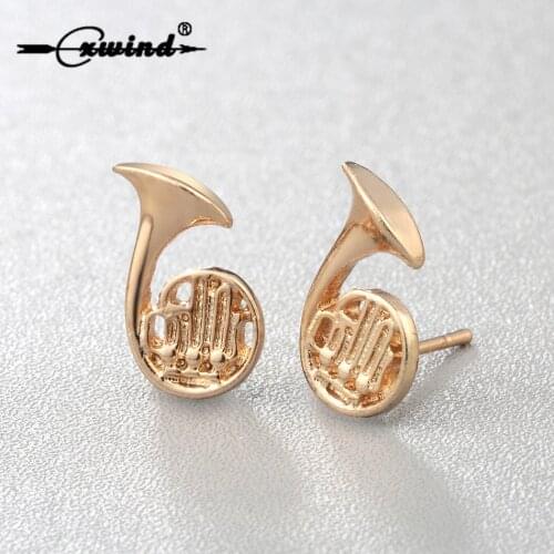 Cxwind French Horn with Light Weight Form Shaped Stud Earring Fashion Jewelry Earrings female Ear Cuff brincos Pending Mujer