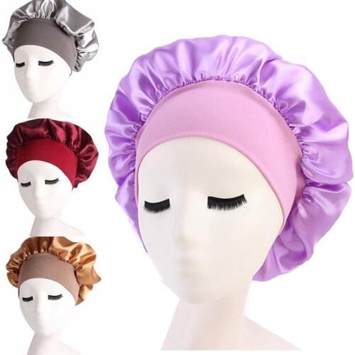 Women Soft Satin Silk Sleeping Cap Night Sleep Shower Hat Hair Care Scarves Bonnet