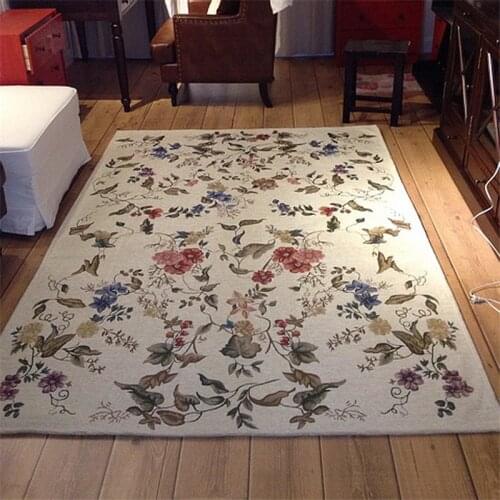 European Carpets Living Room Pastoral Flower Home Bedroom Rugs And Carpets Sofa Coffee Mat Floor Anti-Slip Area Study Rug Table