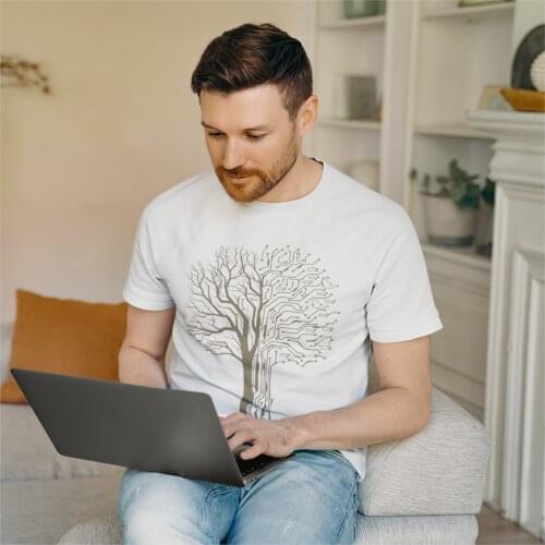 Digital Tree T Shirt Men Funny T-Shirt Electronic Circuit Board Computer Chip Engineers Developer Geek Tee Shirt Party Clothes