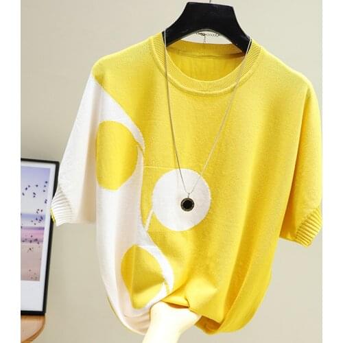 Hit The Color Thin Summer Women Sweater Knitted Elastic Short Sleeve 2020 Fashion Woman Clothes Sweater Womens Pullovers Femme