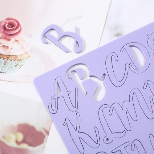 R2JC Cake Tool Acrylic Uppercase Alphabet Letter Embossed Cutter Mold Cookie Cutter Stamp with Brush Fondant Cake Decorating