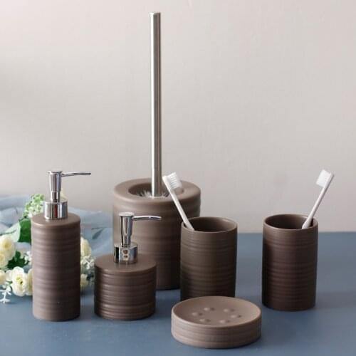 Ceramic Bathroom Kit Ceramic Lotion Bottle/toilet Brush/soap Dish/mouthwash Cup/shower Gel Hand Soap Shampoo Water Bottle